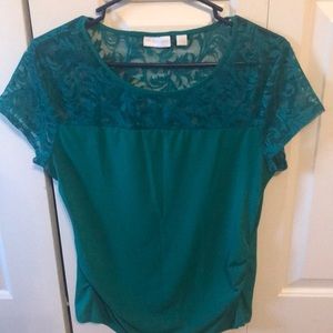 Teal lace women’s blouse size M